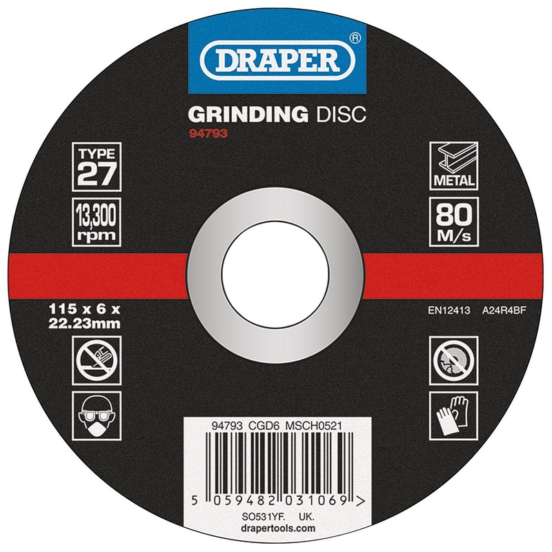 Draper Dpc Metal Grinding Disc, 115 X 6 X 22.23mm – CGD6