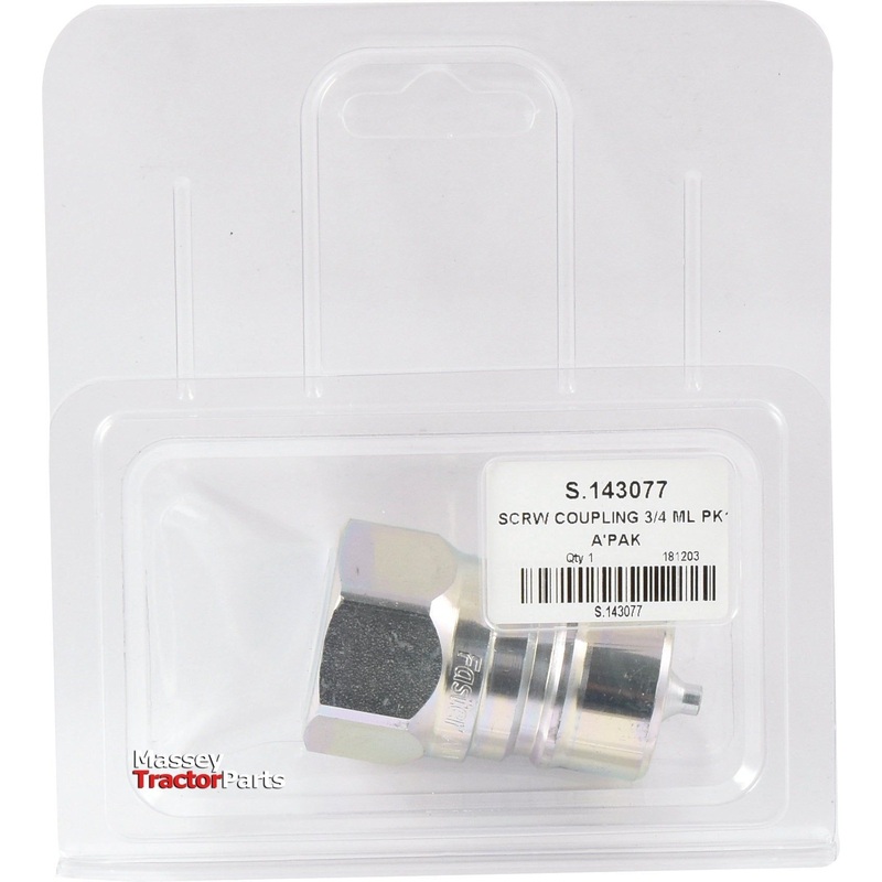 Faster Quick Release Hydraulic Coupling Male 3/4” Body x 3/4” BSP Female Thread (Agripak 1 pc.) | Sparex Part No.S.143077